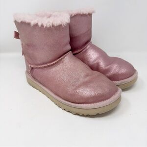 UGG Bailey Bow Pink Metallic Short Boots